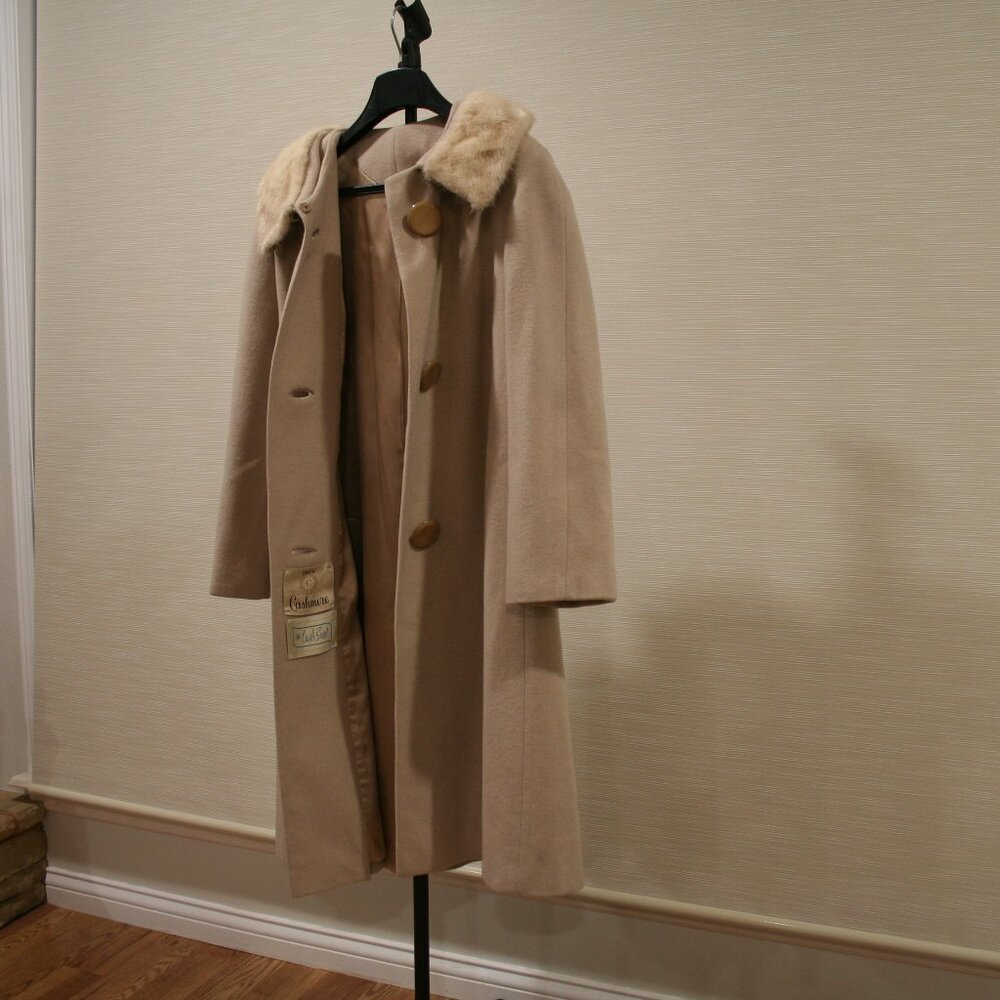 Carol Brent Cashmere Coat, Beige, Fur Color